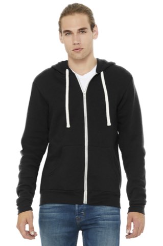 Unisex Triblend Sponge Fleece Full-Zip Hoodie - Bella+Canvas BC3909, ready for custom embroidery or printing