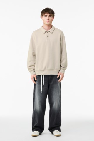 Unisex 10-Ounce Polo Sweatshirt - Bella+Canvas BC4741, ready for custom embroidery or printing