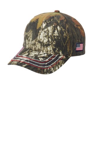 Americana Contrast Stitch Camouflage Cap - Port & Company C909, ready for custom embroidery or printing