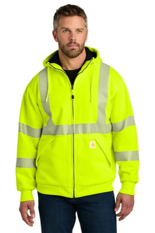 ANSI 107 Class 3 Lined Full-Zip Sweatshirt - Carhartt CT104988, ready for custom embroidery or printing