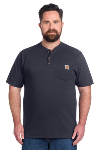 Short Sleeve Henley T-Shirt - Carhartt CTK84, ready for custom embroidery or printing