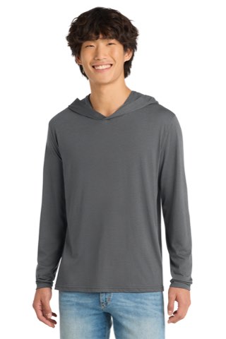 Perfect Tri Long Sleeve Hoodie - District DM139, ready for custom embroidery or printing