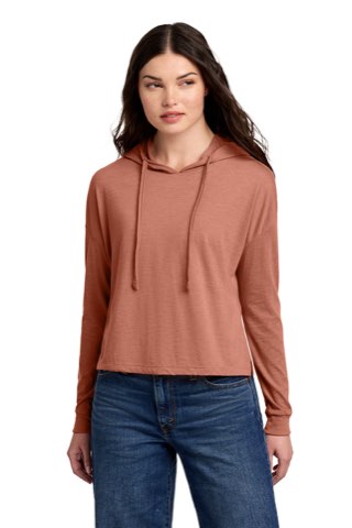 Women's Perfect Tri Midi Long Sleeve Hoodie - District DT1390L, ready for custom embroidery or printing