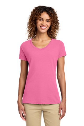 Women's Fan Favorite V-Neck Tee - Port & Company LPC450V, ready for custom embroidery or printing