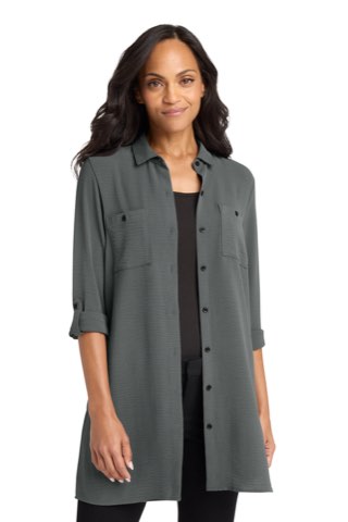 Women's Textured Crepe Long Tunic - Port Authority LW715, ready for custom embroidery or printing