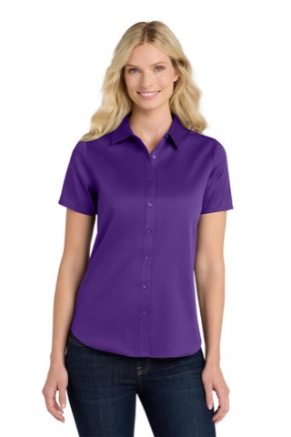 Women's Short Sleeve SuperPro React Twill Shirt - Port Authority LW809, ready for custom embroidery or printing