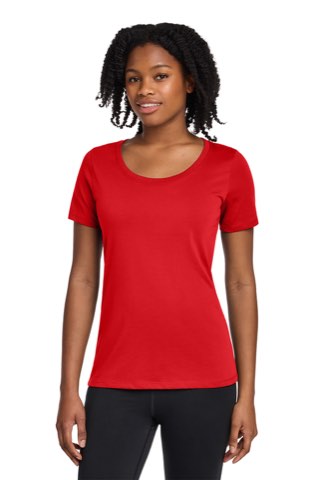 Women's Dri-FIT Cotton/Poly Scoop Neck Tee - Nike NKBQ5234, ready for custom embroidery or printing