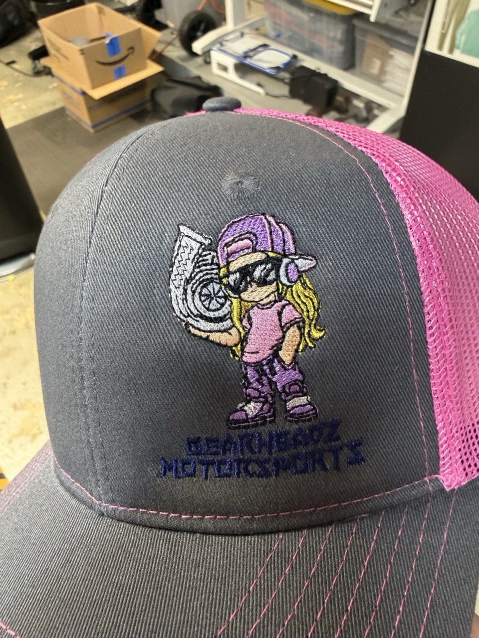 Embroidered mesh trucker by Meadow Prints & Embroidery, serving Matawan & Aberdeen, NJ